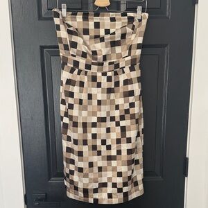 Y2K Banana Republic Checkered Strapless Dress